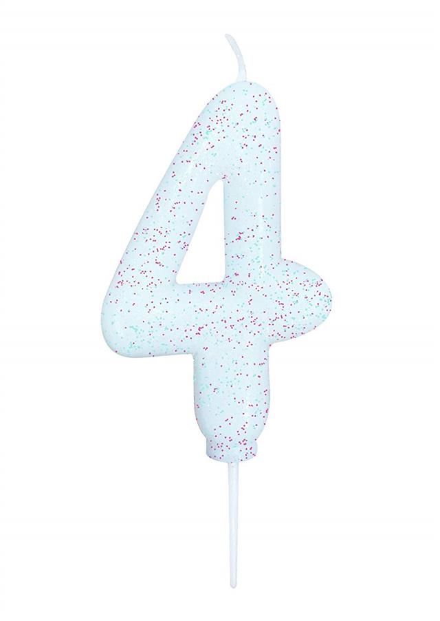 white number 4 age cake candle toppers