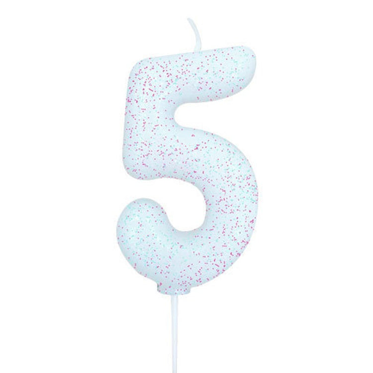 white number 5 age cake candle toppers