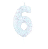 white number 6 age cake candle toppers