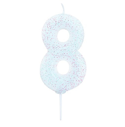 white number 8 age cake candle toppers