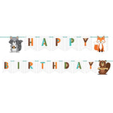 Woodland wildlife nature happy birthday banner