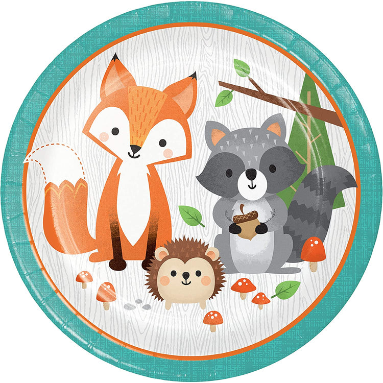 Woodland wildlife nature birthday party plates